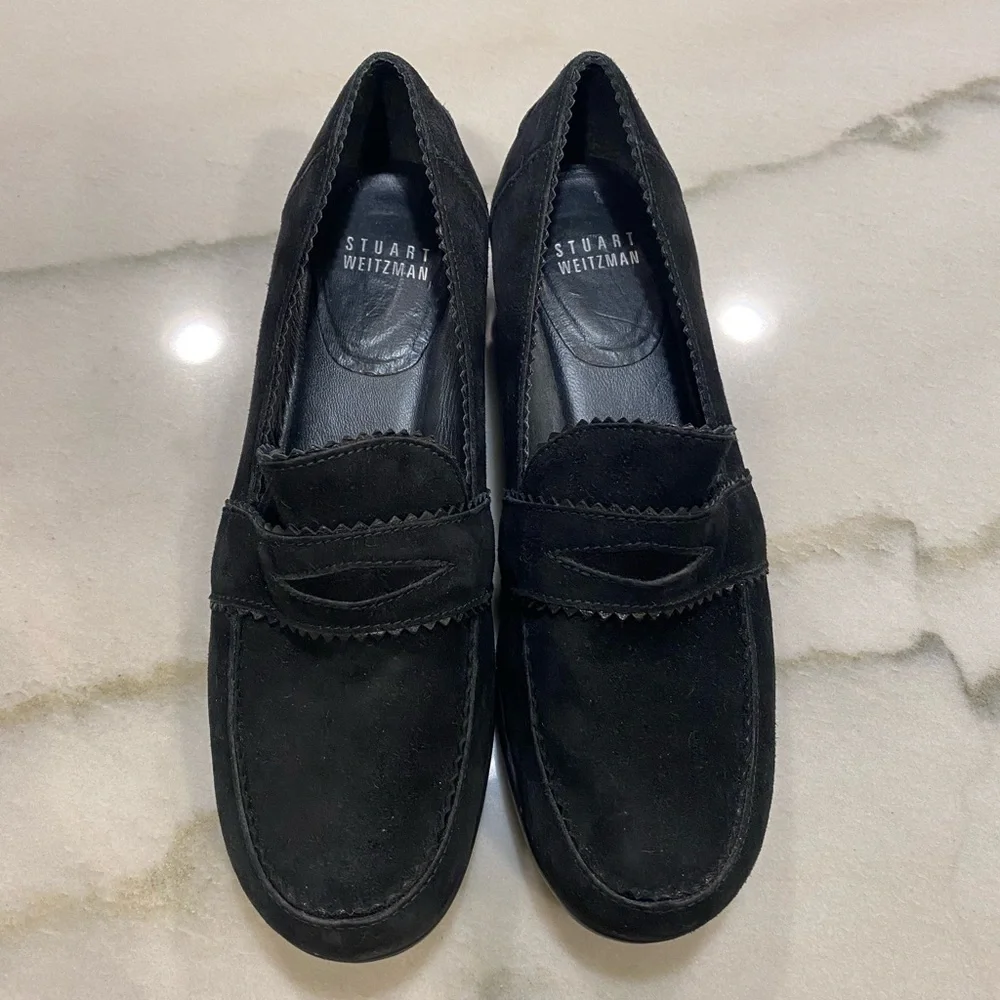 Stuart Weitzman Loafers Size 6 Black Suede Leather - Picture 2 of 15